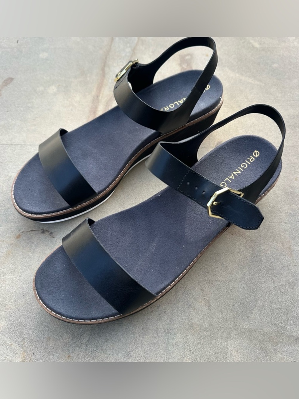 Cole Haan Original Grand Flatform Sandals Black Size 10 NEW